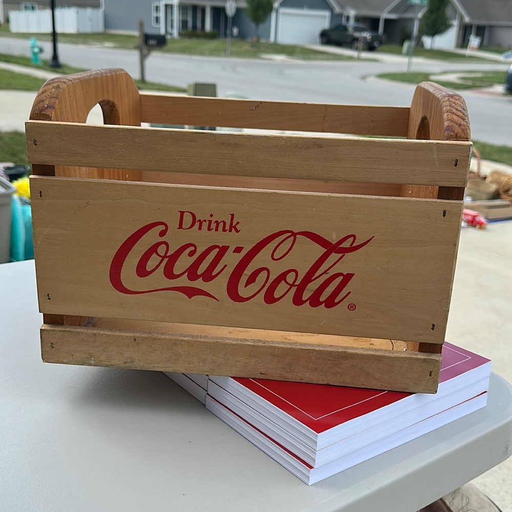 collectable wooden Coca-Cola Crate from 1997 is 13in L, 9 in H, 10 1/2 W